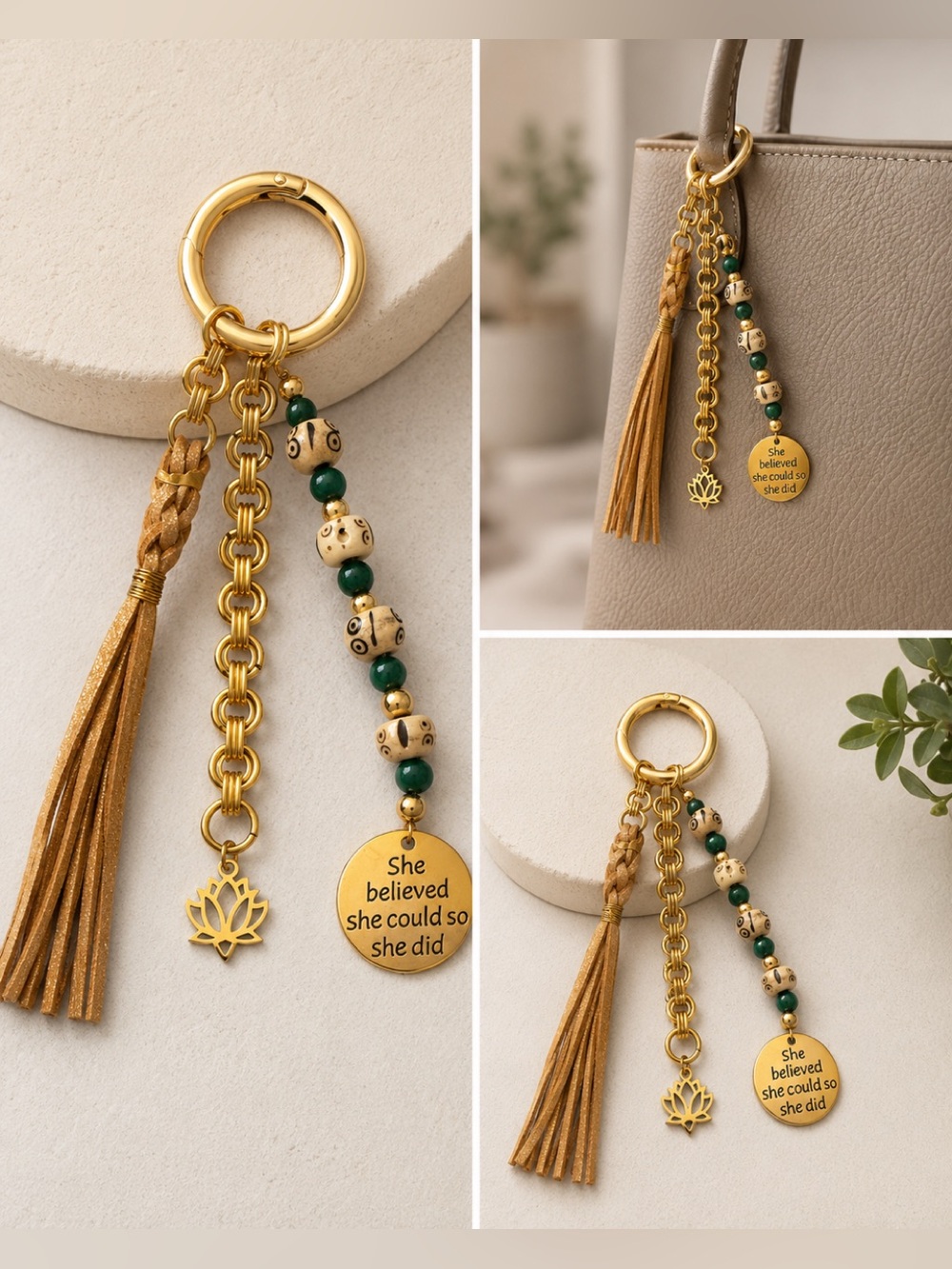 ✨SHE BELIEVED SHE COULD SO SHE DID✨
 Inspirational Bag Charm/Keychain